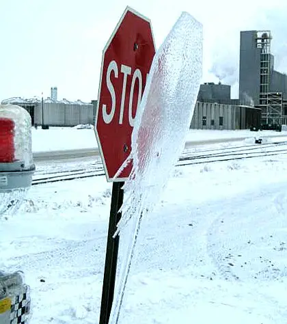 Ice on a Stop Sign