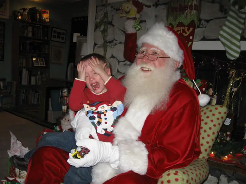 Crying Kid on Santas Knee