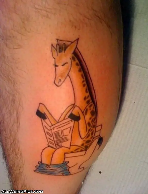 Giraffe Taking a Dump Tattoo
