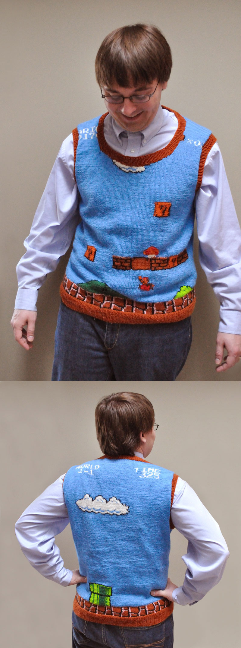 Nerdy Sweater Vest Mario