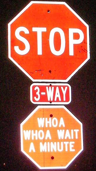 Woah Whoa Wait a Minute Stop Sign