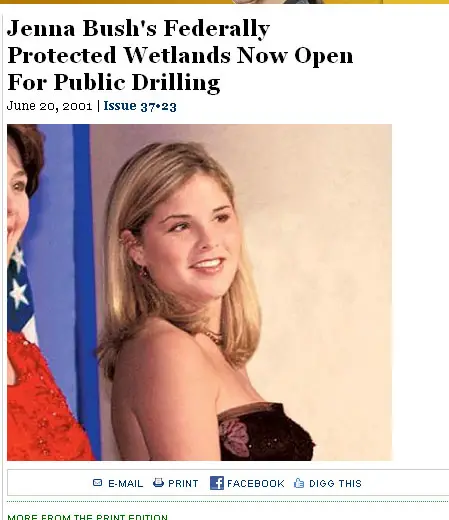 Jenna Bush's Wetlands Open for Public Drilling