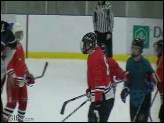 kid gets hit in the head with a hockey stick